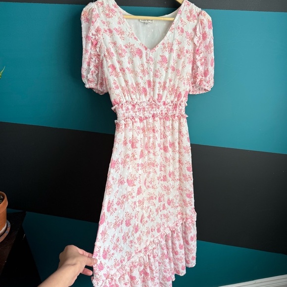 Moon River Pink and White Ruffled Tiered Sundress - Picture 4 of 12